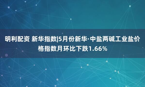 明利配资 新华指数|5月份新华·中盐两碱工业盐价格指数月环比下跌1.66%