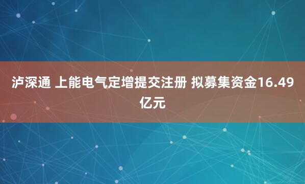 泸深通 上能电气定增提交注册 拟募集资金16.49亿元